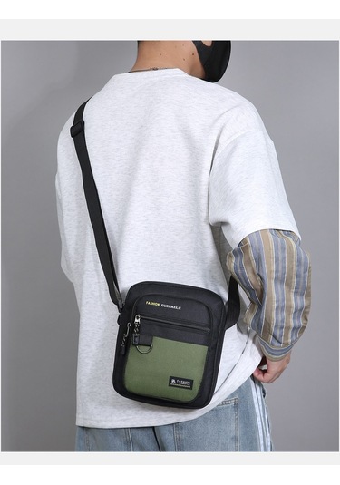 Uıowoo Erkek Omuz Çantası Harfli Ve Metal Halkalı Spor Ve Bisiklet Tek Askılı Sırt Çantası Yeşil