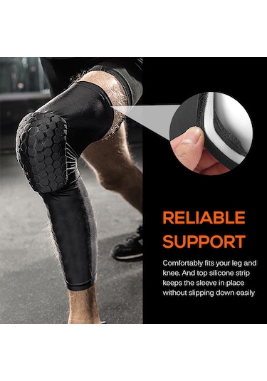 Kangvka Spor Kollukları - Darbe Emici, Nefes Alıcı, Basketbol Ve Dağcılık İçin Uzun Diz Koruyucu - Siyah, M Bedeni Tek Adet Siyah