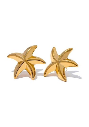 Novahub Altın 316l Paslanmaz Çelik Denizyıldızı Büyük Küpe Kadınlar İçin Anti Alerjik Takı Plaj Hediye Yeni Altın