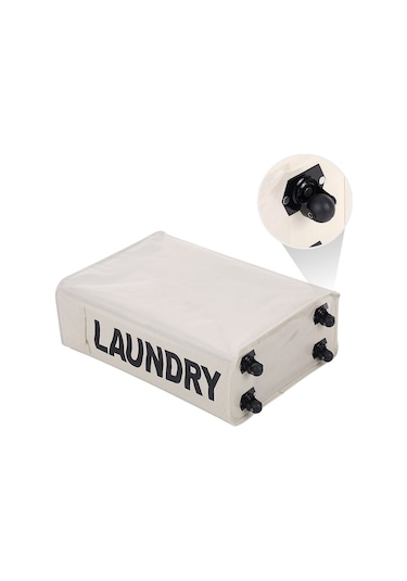 Cbtx Köşe İnce Katlanabilir Oxford Kumaş Çamaşır Sepeti Kutusu Örgü İpli Kirli Giysiler Bej Diğer