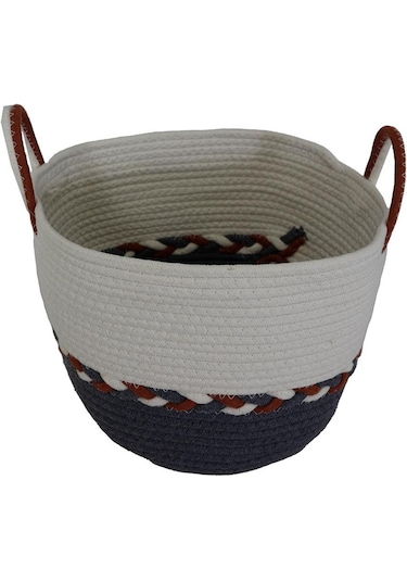 T.concept Çok Amaçlı Pamuk Dokuma Halat Saklama Sepeti Büyük Lacivert