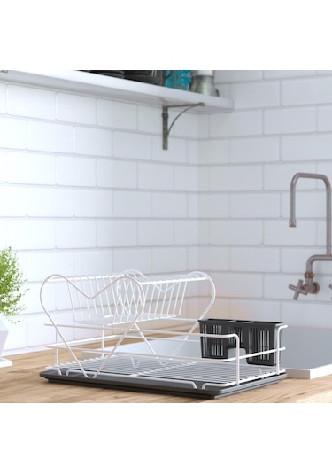 Teknotel Iki Katlı Kalpli Tabaklık Bulaşıklık Beyaz Kb011 Beyaz