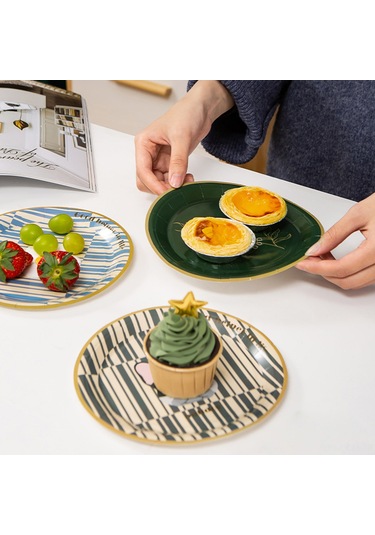 Qingmipy 18cm Gıda Kalitesi Atkı Kağıt Tabak Seti 10 Adet - Biyobozunur, Su Ve Yağa Dayanıklı, Parti & Piknik İçin