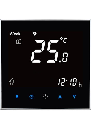 Bht-2001 3a Yük Suyu Isıtma Tipi Lcd Dijital Isıtma Oda Termostatı, Ekran Saat / Sıcaklık / Zaman / Hafta / Isı Vb. Siyah