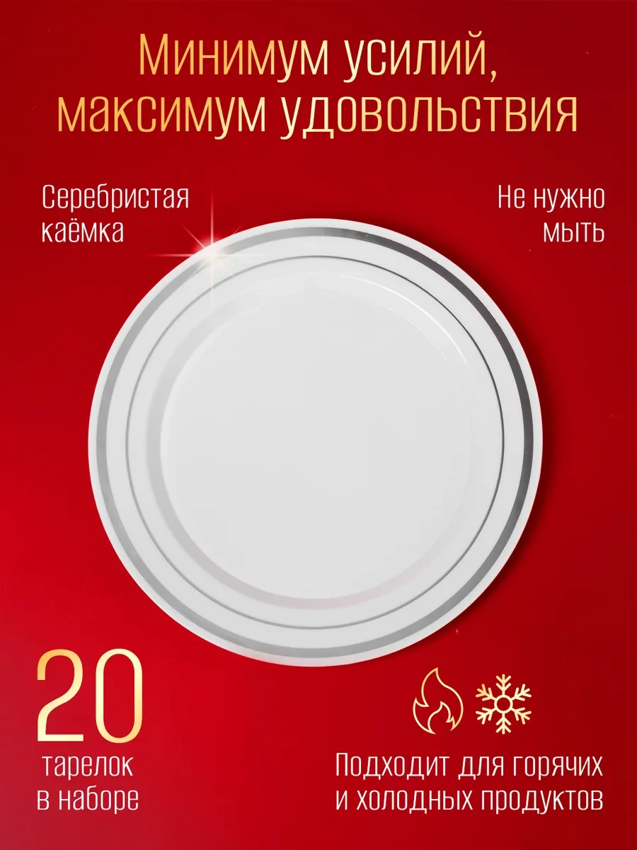 Odnorazovaa Posuda Dla Prazdnika Parti İçin Tek Kullanımlık Plastik Tabaklar 20 Adet 394895649 100 adet