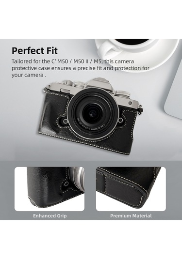 Gajeena Nikon Z Fc Kamera İçin Siyah Sentetik Deri Kılıf, Eldivenli Tutuş, Tripod Uyumlu, Omuz Kayışı İle Tam Koruma