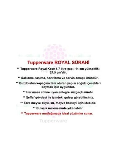 Tupperware Royal Sürahi Suluk 1.7 Litre