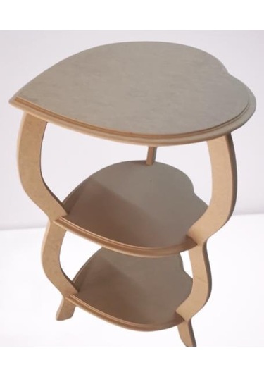 Hobi Adn Dekoratif Kalplı Fiskos Sehpa Ahşap Mdf Ham Cnc Kesim 3 Raf El Yapım