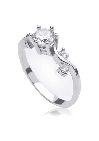 Gümüş Tek Taş Bayan Yüzük (551169054)