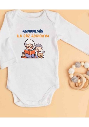 Lupi İsimli Zıbın Yazılı Bebek Zıbın Taş-pudra Beyaz