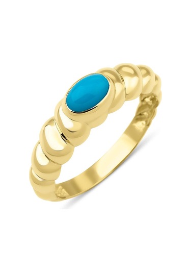 Fiyonk Kuyumculuk 14 Ayar Altın Bombeli Firuze Yüzük 001