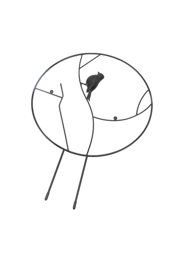 Fosenze Kuş Şekilli Demir Bahçe Trelli, Bitki Tutanaklı Dayanak, Rüzgar Korumalı Bahçe Dekorasyonu, Siyah, 30x40cm