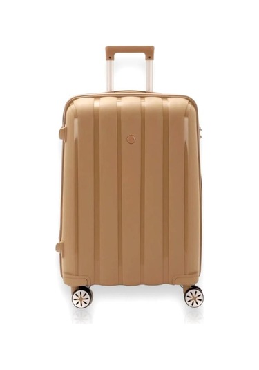 Mçs Bavul Orta Ve Kabin 2li Set Kırılmaz Silikon Valiz V305 Şampanya Şampanya