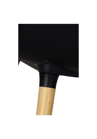 Vilinze Eames Naturel Ahşap Ayak Plastik Siyah Sandalye Eames-beyaz Siyah - Naturel