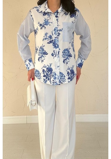 The İstanbul Mavi Garnili Gömlek Mavi