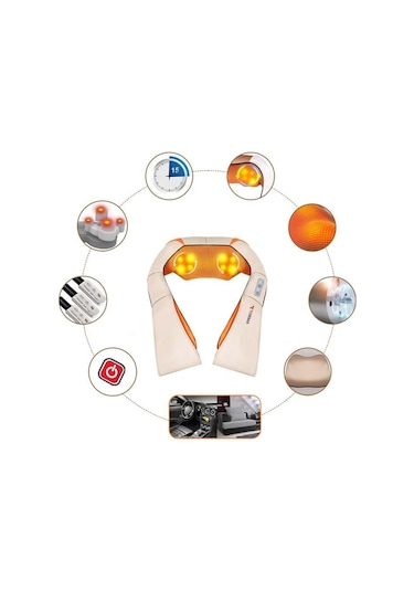 Qy-666 Cream Ovmalı Isıtmalı Boyun Sırt Bel Omuz Bacak Masaj Yastığı Masaj Aleti Krem