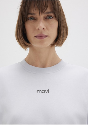 Mavi - Mavi Logo Baskılı Beyaz Tişört 1612829-89201 Beyaz