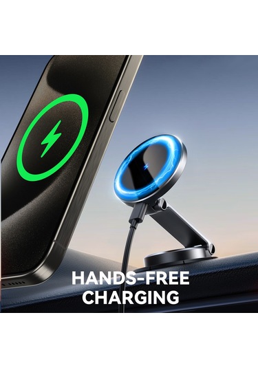 Joyroom Jr-zs408 Metal Araba Manyetik Kablosuz Şarj Tutucu Siyah