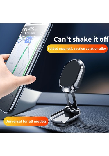 Teltree Magneetik Araç Telefon Stantı - Tüm Modeller İçin Katlanabilir, 360 Döner, Görünümü Engellemeyen, Sert Alüminyum, Temperament Gümüş GÜMÜŞ