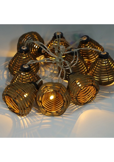 Skycity 10 Adet Kahverengi Doğal Rattan Toplumlu Led Işık Zinciri - Yatak Odası, Noel, Düğün Dekorasyonu - 3xaa Pil İle Çalışır Pil Dahil Değil Diğer