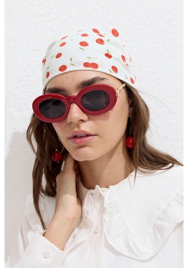 Manuka Desenli Pamuklu Fular Cherry Çok Renkli