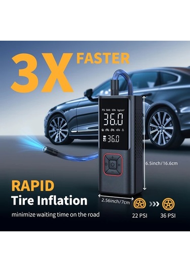 Primepickings Portable Air Compressor 8006 3x Daha Hizli Lastik Sisme Cihazi 150psı Kablosuz Elektrikli Hava Pompasi Araba Bisiklet Motor Icin