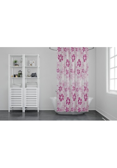 Zethome Günce Banyo Duş Perdesi 2224 Çift Kanat 2X100x200 Pembe