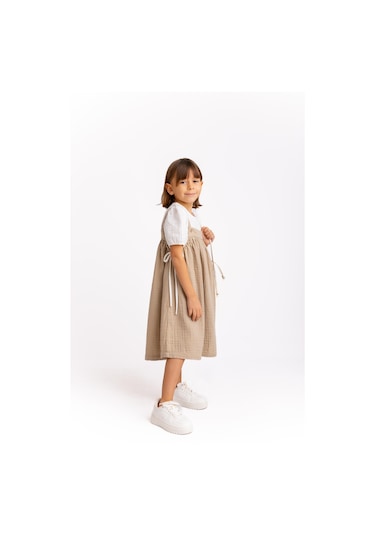 Müslin Tişörtlü Elbise Takım Vizon Vizon