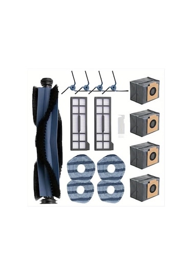 Xuweiwei 16 Adet Eufy X10 Pro Omni Robot Süpürge Yıkanabilir Yeniden Kullanılabilir Yan Fırçası Hepa Filtresi Mop Bez Toz Torbası