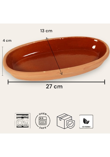3'lü Toprak Sırlı Balık Güveci-balık Tavası 27x13x4