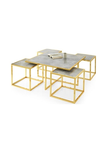 Kares 4 Zigonlu Orta Sehpa Metal Gold 90X90X47Cm (531807291)