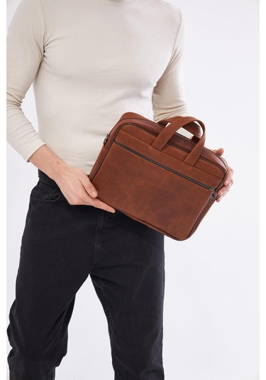 Derinss Dub3075 Hakiki Deri Camel Macbook Ve Notebook Çantası 001