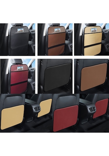 Araba Koltuğu Geri Çocuk Tekme Önleyici Ped Geri Arka Anti-kirli Evrensel Deri Koruma Pedi Saklama Çantası Yarım Paket Versiyonu Şarap Kırmızısı