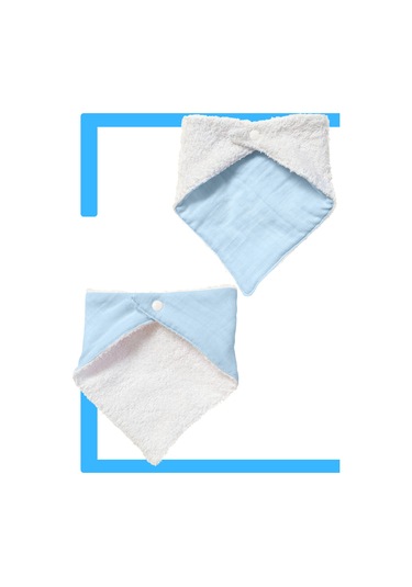 Bebek Ağız Bezi Salya Önlüğü Fular Çok Amaç 2'li M-byz Beyaz - Mavi