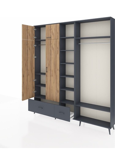 Arges Dolap 12 Raflı 2 Çekmeceli 2 Askılı 220x30x243 Antrasit-çam/antrasit Atlas Çam/antrasıt Arges Dolap 12 Raflı 2 Çekmeceli 2 Askılı 220x30x243 Antrasit-çam/antrasit Atlas Çam/antrasıt