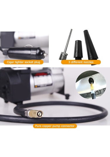 Kosona 12v Araç Hava Kompresörü - Otomobil, Bisiklet Ve Toplar İçin Pratik Şişirme Pompası