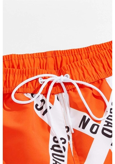 Angelsin Erkek Basic Standart Boy Baskılı Mayo Cepli Deniz Şortu 001