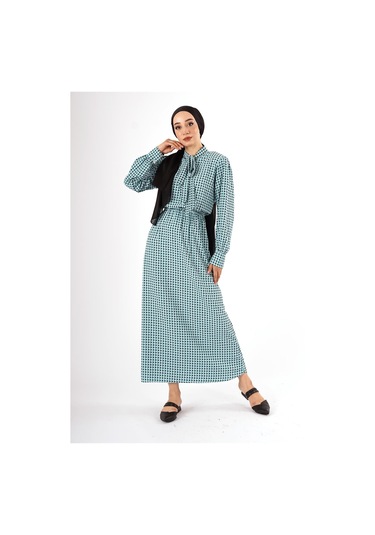 Geometrik Desenli Elbise Çok Renkli