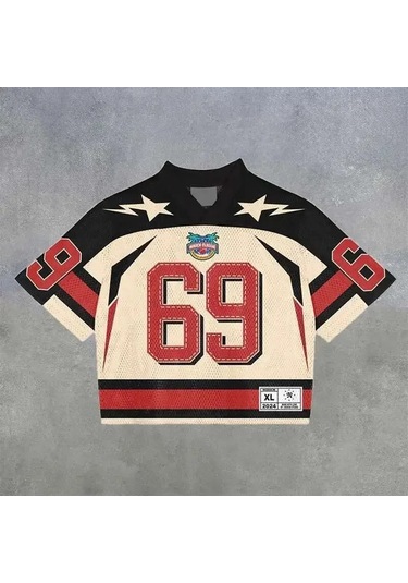 Snapbuy 2025 Y2k Retro Amerikan Futbol Forması Nefes Alan Streetwear Tişörtgökyüzü Mavierkek Gökyüzü Mavi