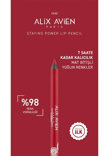 Alix Avien Suya Dayanıklı Uzun Süre Kalıcı Yumuşak Dudak Kalemi Staying Power Lip Pencil 57 Raspberry