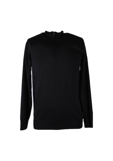 Trender Yarım Fermuarlı Siyah Erkek Kazak Alp01 Siyah