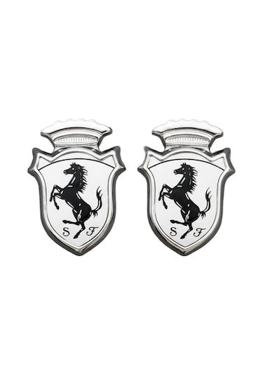 Ferrari Amblemi Arma Nikel Kendinden Yapışkanlı Üniversal 2li Set Beyaz Zum