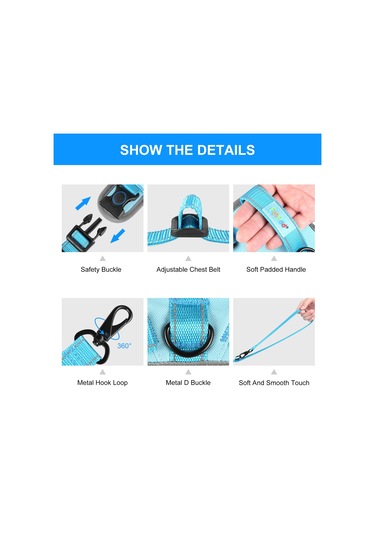 Funadd Traction Rope Reflective Breatheable Nylon Pet Vest Dog Harness, Size: M Blue