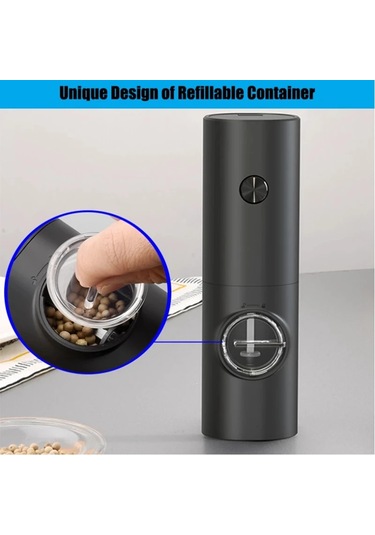 Jialan Elektrikli Karabiber Öğütücü Baharat Öğütücüler Siyah