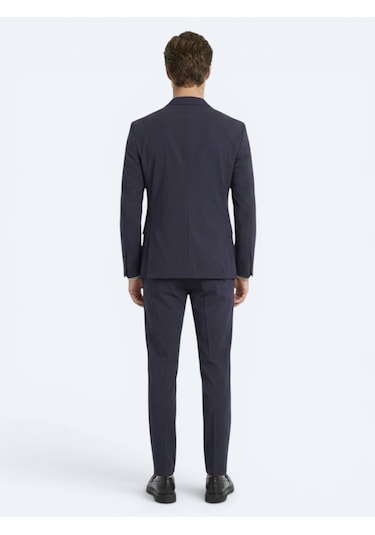 Kip Koyu Gri Düz Modern Fit Örme Takım Elbise