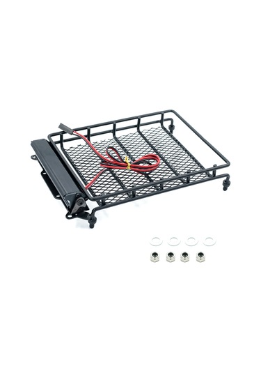 Jeehugo Led Işıklı Metal Çatı Bagaj Rafı - 1/14 1/12 1/10 Scx10 Cc01 Mn D90 D91 D99 Mn90 Mn99s Evrensel Uyumlu B2 Modeli