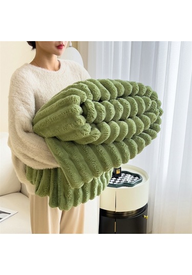 Tavşan Yünü Battaniyesi: Flanel Ofis Araç Küçük Battaniye-yeşil 200 180 Yeşil