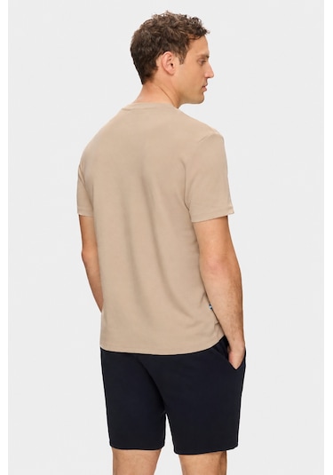 Ucla Angelo Koyu Bej Bisiklet Yaka Baskılı Yumuşak Dokulu Modal Kumaş Standard Fit Erkek Tshirt