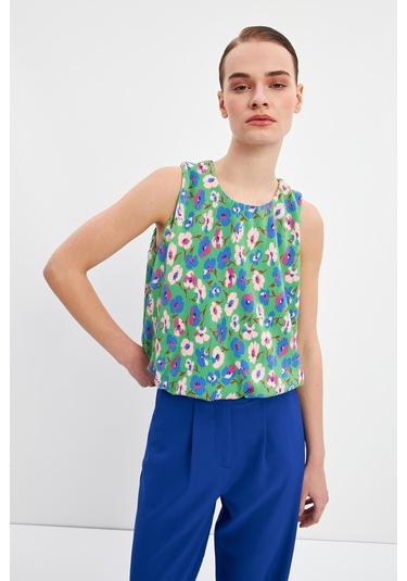 Stella Pulvis Yeşil Astarlı Pliseli Bluz Yeşil