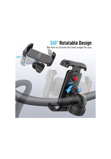 Bisiklet Telefon Tutucu, Pml1 Universal Motosiklet Telefon Montajı 360 Hızlı Bırakma Gidon Kelepçesi İle Döner Açık Gri